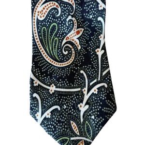 Paisley Patterned Men's Tie - Black, Green, and Orange